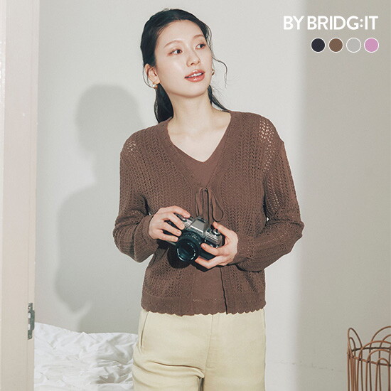 ○(런칭가 59,900원) 26SS 이태리코튼 블렌드 크로셰 가디건+니트 SET 3