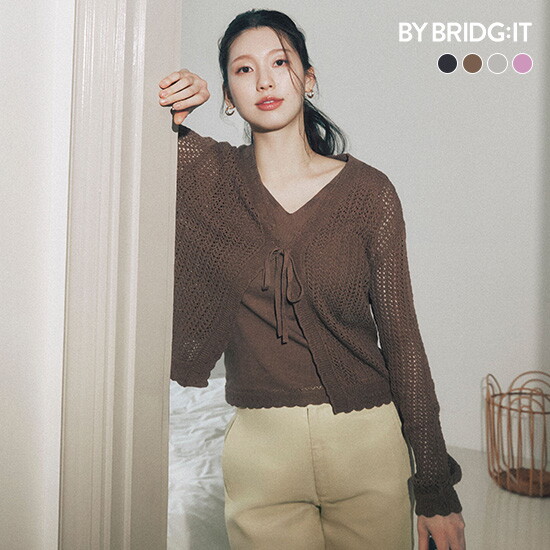 ○(런칭가 59,900원) 26SS 이태리코튼 블렌드 크로셰 가디건+니트 SET
