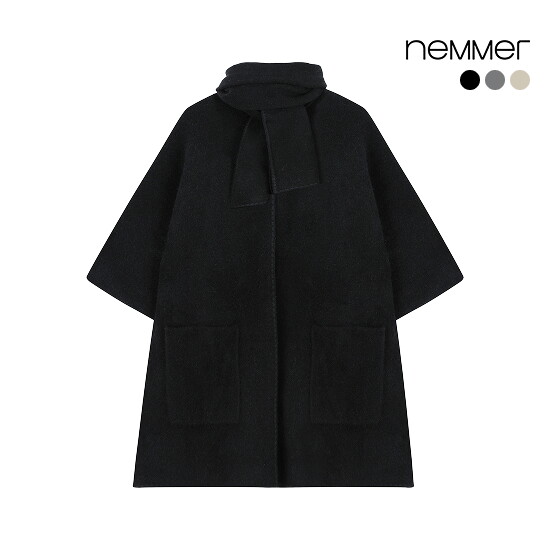25FW 폭스울혼방 케이프코트 + 머플러 2