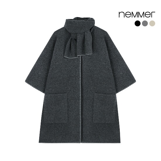 25FW 폭스울혼방 케이프코트 + 머플러 3