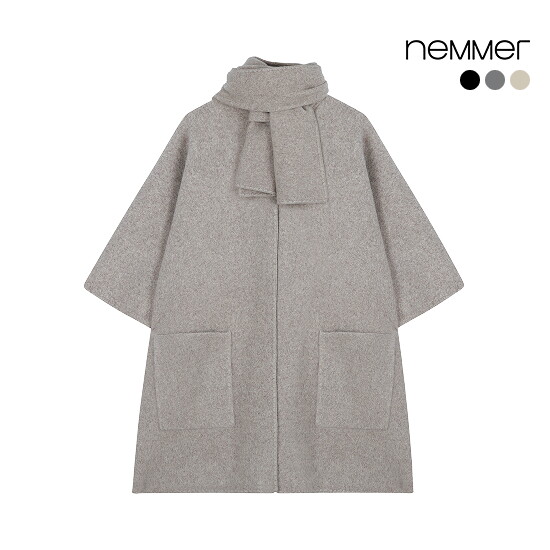 25FW 폭스울혼방 케이프코트 + 머플러