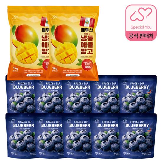 [방송에서만] 스페셜유 냉동 블루베리 10팩 + 냉동 애플망고 2팩