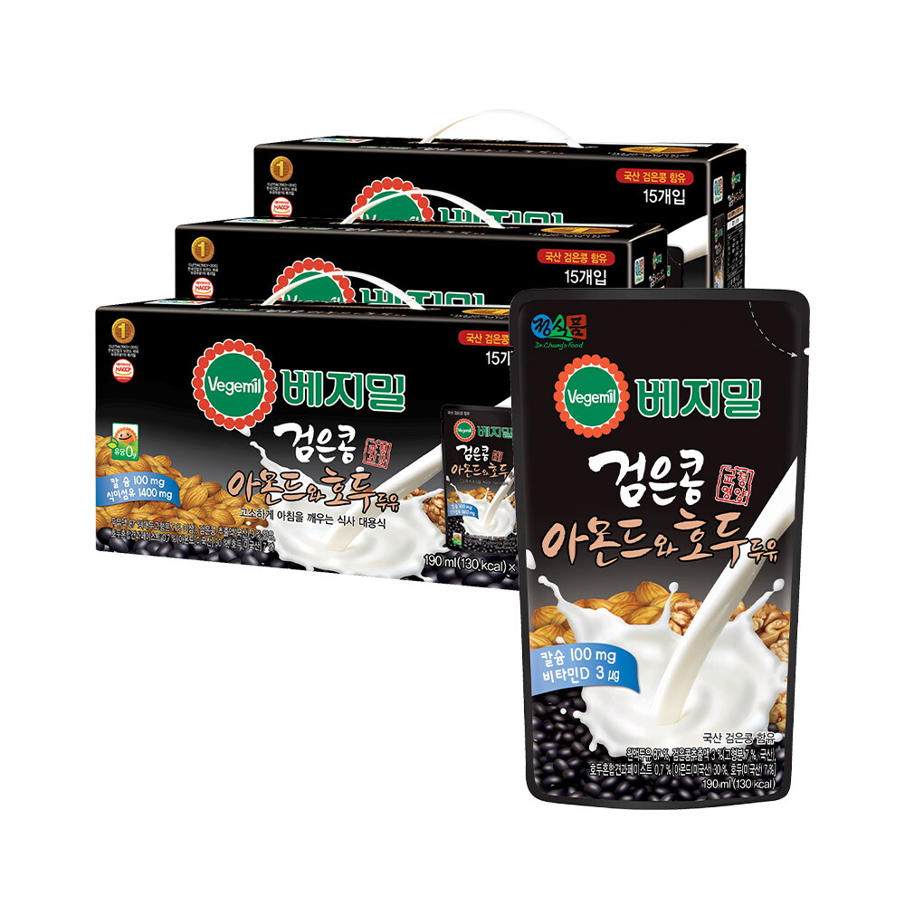 ㅁ베지밀 검은콩 고칼슘 190mlx45팩, 검은콩 아몬드호두 190mlx45팩, 총90팩 3