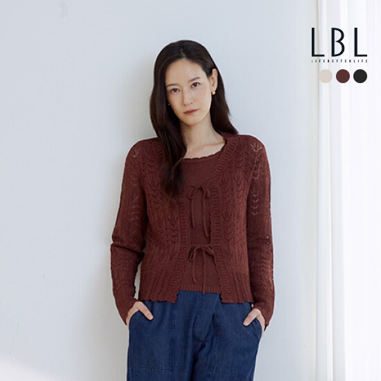 26SS 린넨블렌디드 크로셰 가디건+니트 SET 2