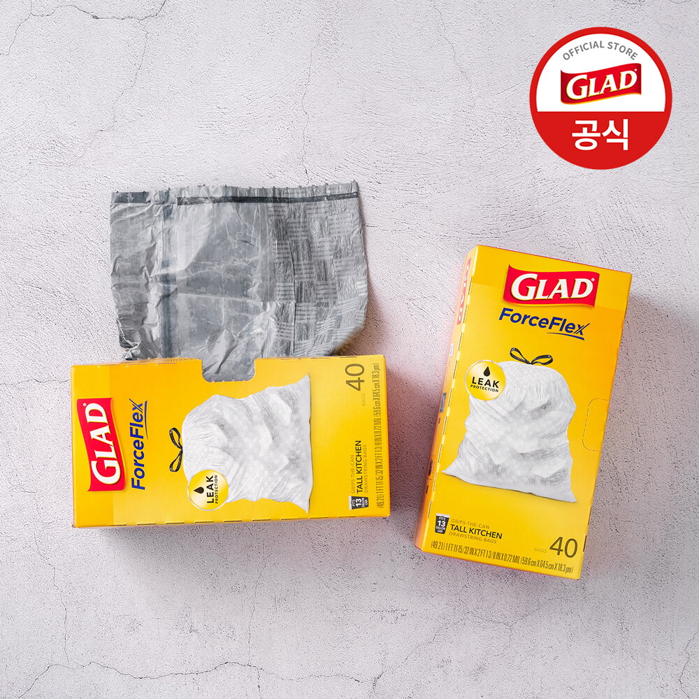 GLAD 2겹 플렉스백 40매*2박스 (49.2L 대용량 / 트래시백) 2