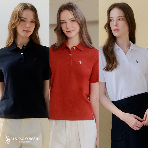 [최신상/2만원인하][U.S POLO ASSN.] 26SS 라이크라® 반팔 카라티 3종 여성