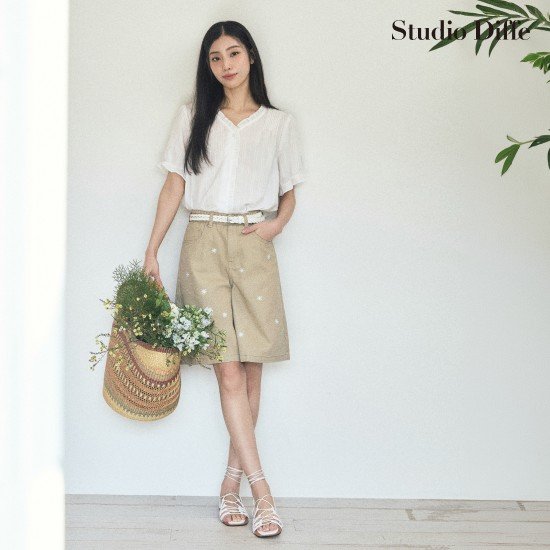 스튜디오디페 26SS 플라워 자수 5부 팬츠