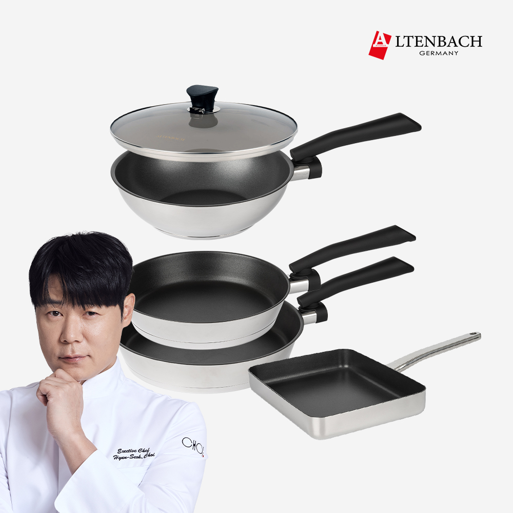 [CJ특별가] 디펜더스 후라이팬(24팬+24웍+28팬+24커버+스퀘어팬) 5종 세트