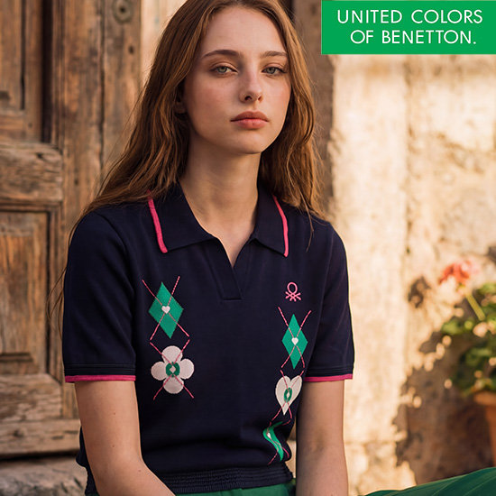 베네통 여성 하프 카라스웨터 3종 2