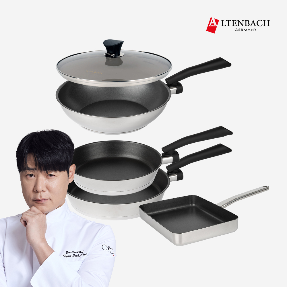 [CJ특별가] 디펜더스 후라이팬(24팬+28팬+28웍+28커버+스퀘어팬) 5종 세트