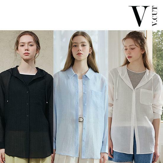 [삼성카드5%할인][런칭가69,900원→1만원↓] 브이컷 26SS 썸머 인견 블라우스 3종(후드2종+카라1종)