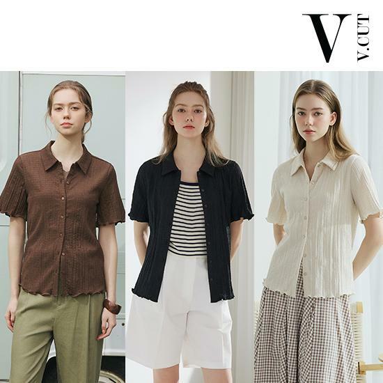 [삼성카드5%할인][런칭가59,900원→2만원↓] 브이컷 26SS 썸머 크링클 셔츠 3종