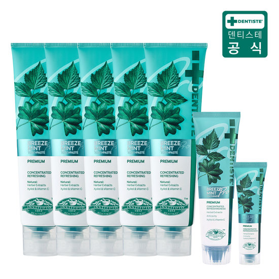 최신상 덴티스테 브리즈민트 프로 180g*5+60g*1+20g*1 입냄새제거 불소치약