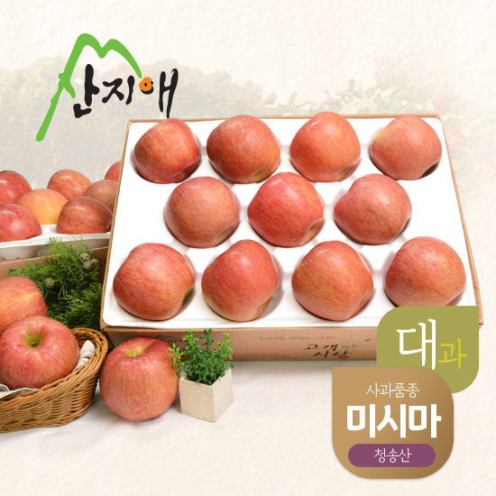 [산지애]알뜰사과 7kg(3.5kg*2박스,총 20~28과) 미시마 / 대과