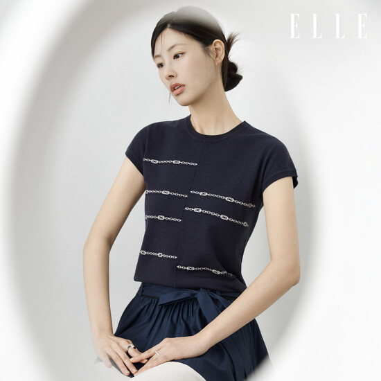 [론칭가 79900원][ELLE] 26SS 엘르 자카드 레이온 니트탑 3종 3