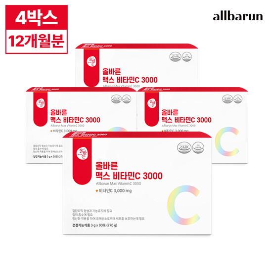 ★방송에서만 초특가★[12개월분]올바른 맥스 비타민C 3000 (3g x 90포 x 4박스)