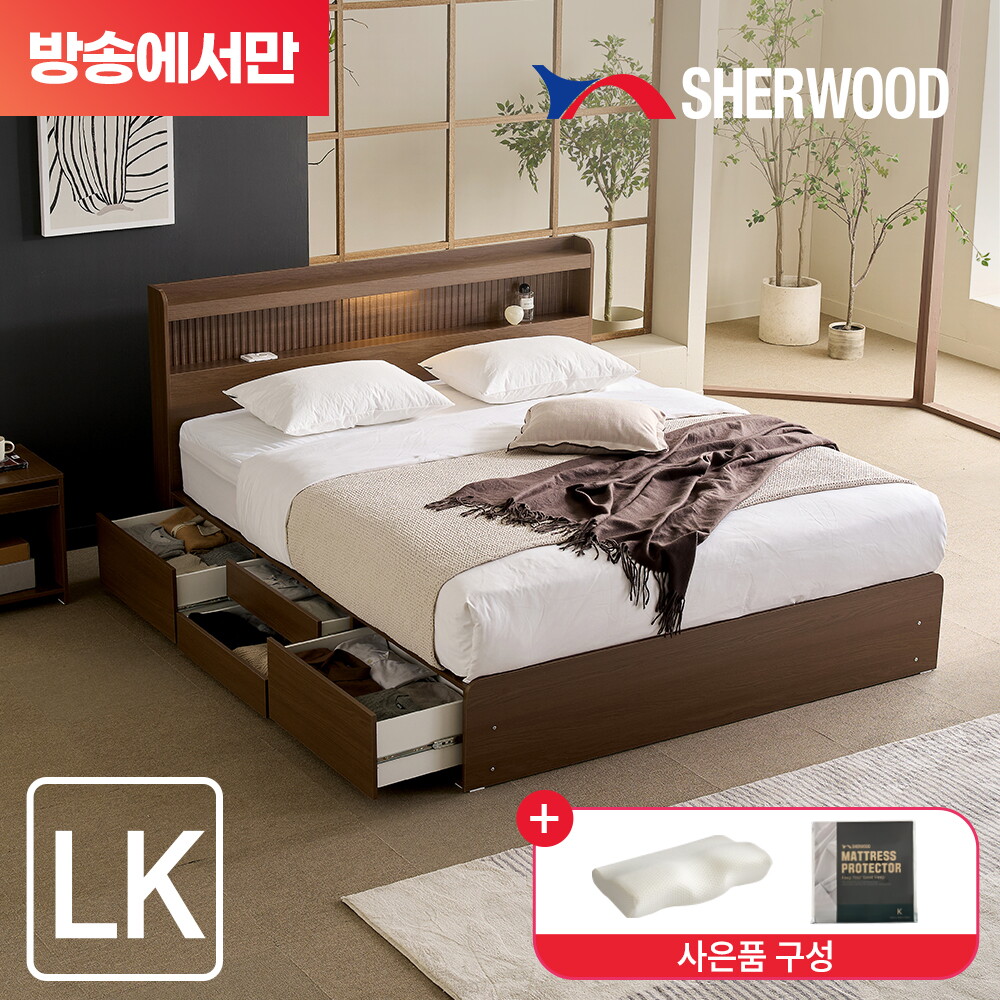 모렌 LED 호텔식 수납침대 풀패키지 라지킹LK(협탁+메모리폼베개+매트리스커버) 3