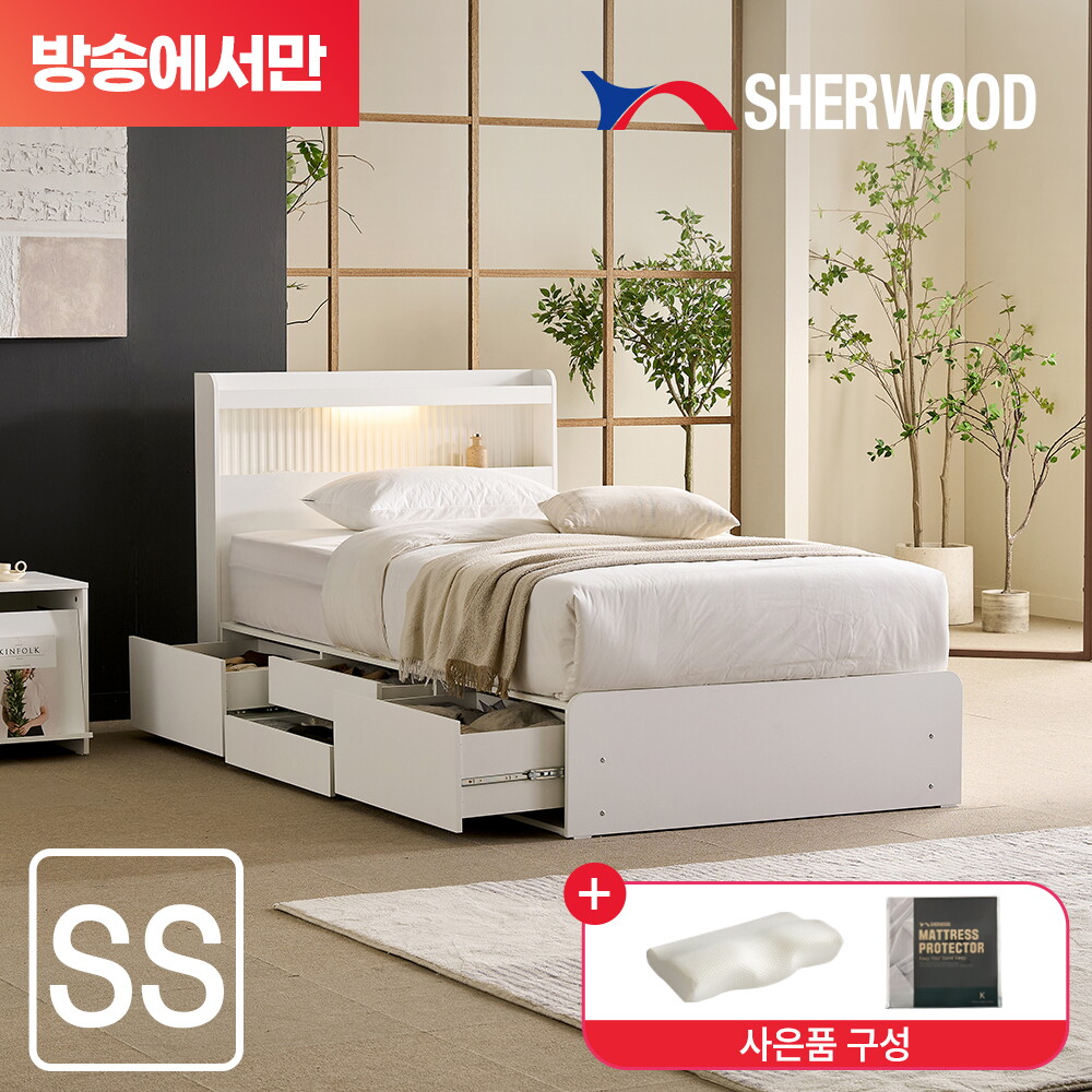 모렌 LED 호텔식 수납침대 풀패키지 슈퍼싱글SS(협탁+메모리폼베개+매트리스커버) 4