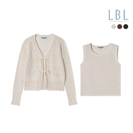 ○26SS 린넨블렌디드 크로셰 가디건+니트 SET 3