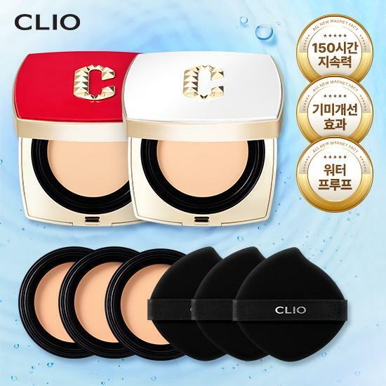 [삼성카드5%할인] 클리오 뉴 마그넷 팩트 본품 10g x 2개(레드,화이트 각1개) + 리필 10g x3개