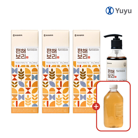 [100%유기농 국산보리] 편해보리 보리차진액 400g 3병+물병