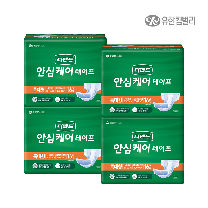 안심케어 테이프 특대형16매 x 4팩