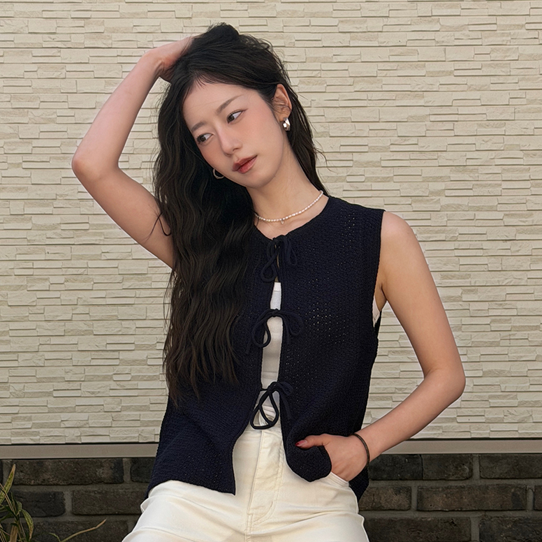 [최초가 69,900원] 26SS 크로쉐 리본 베스트 3종 2