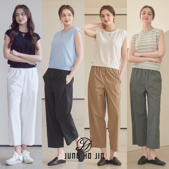 [Jung Ho Jin] 정호진 26SS 여성 데일리 컴포트 세미와이드 밴딩 팬츠 1종