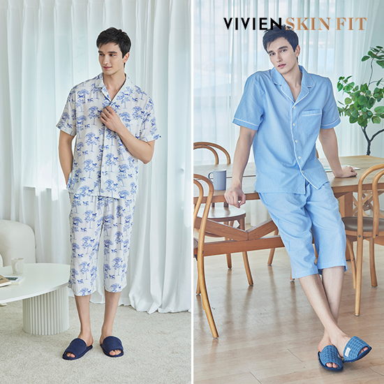 [선물포장+메세지카드]프리미엄 여름 파자마 상하의 2세트(남성)