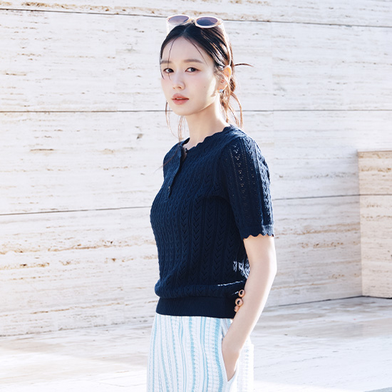 [최초가79,900원] 26SS 포인텔 크로쉐 반팔니트 3종 2