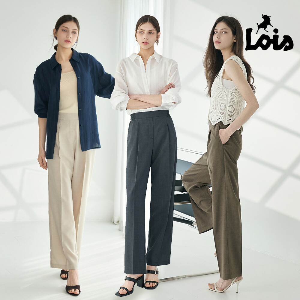 Lois 로이스 26SS 여성 핀턱 세미와이드 팬츠 3종