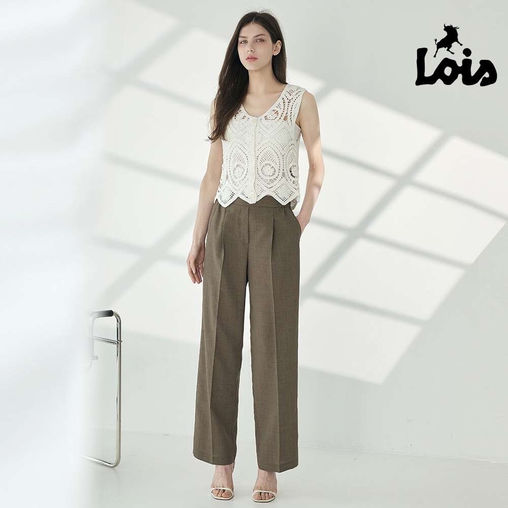 Lois 로이스 26SS 여성 핀턱 세미와이드 팬츠 3종 4