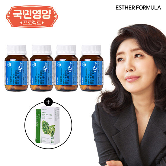 여에스더 국민영양프로젝트 유산균 블루 4병(8개월) +컬리케일 1박스