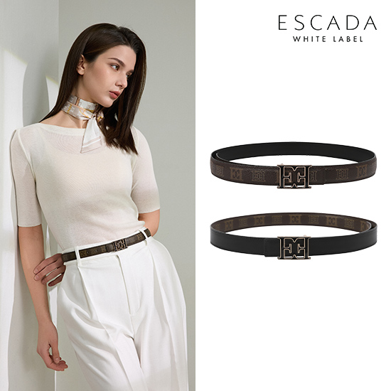 [상시가 199,000원]ESCADA 26SS 리버서블 레더 벨트 4