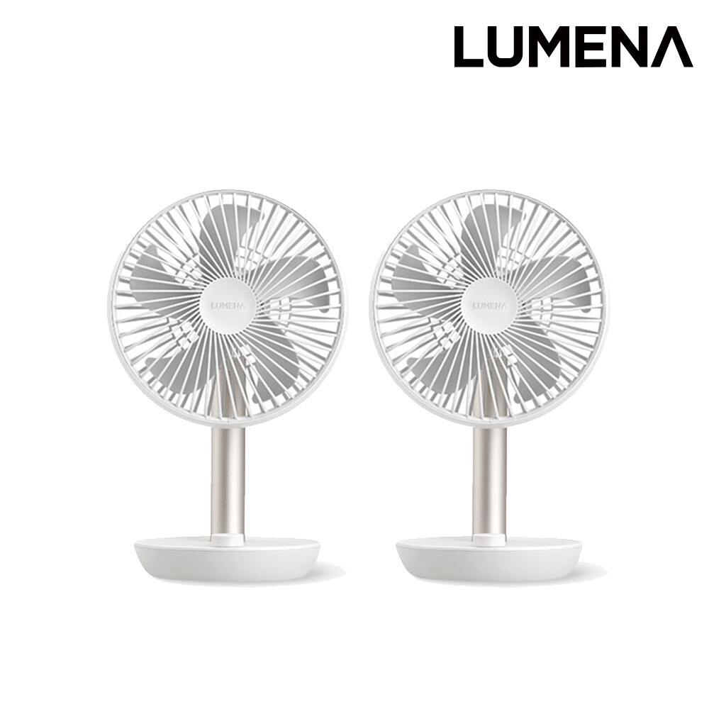 [롯데단독][1+1] 루메나 탁상용 무선 선풍기 FAN STAND PLUS 더블 구성 (크림화이트)
