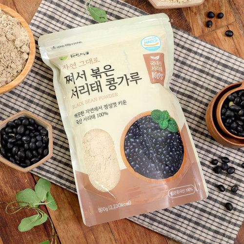 [자연식품] 100%국내산 자연그대로 쪄서 볶은 서리태 콩가루 500g x 3봉지 (총 1.5kg)