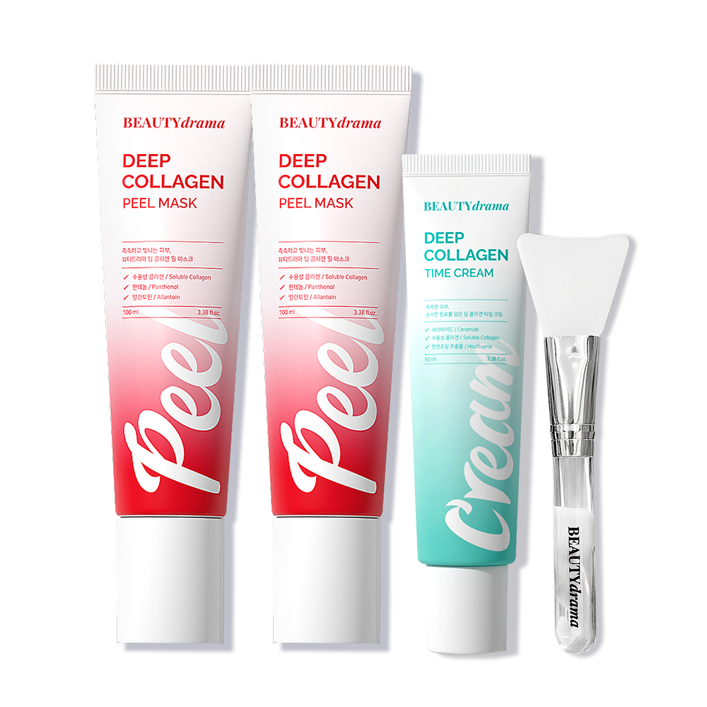 [삼성카드5%할인]뷰티드라마 딥콜라겐 필마스크 100ml*2통 + 타임크림 50ml 1통 + 스파츌러