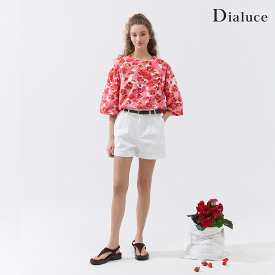 디아루체 26 SS 이터니티 플라워 볼륨 코튼 블라우스