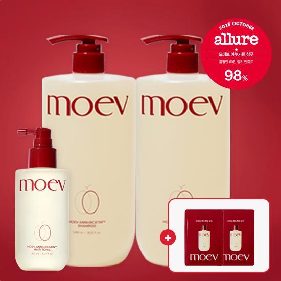 [싱글패키지] 모에브 아누카틴 샴푸 특대용량(1,080ml)*2통+헤어토닉(150ml)*1개+[무료체험분]샴푸 파우치(8ml)*2매