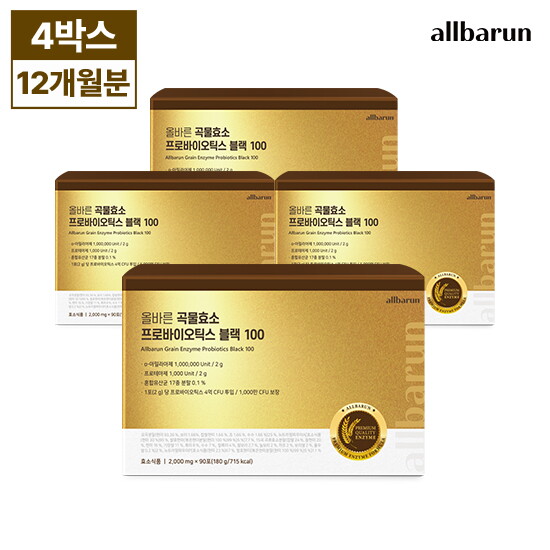 ★방송에서만 초특가★[12개월분]올바른 곡물효소 프로바이오틱스 블랙 100 (3g x 90포 x 4박스)