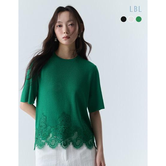 (런칭가 79,900원)26 SUMMER 프렌치린넨 블렌디드 레이스 반팔 니트 2