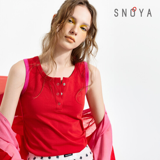 [SNOYA][4종]스노야 26SS 팝컬러 헨리넥 슬리브리스 4
