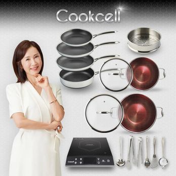 전인화의 쿡셀 세라믹 더블 블랙큐브 프라이팬세트(팬X3+24cm레드파티웍세트+24cm찜기+28cm레드파티웍세트+NEW키친툴6종+쿡셀인덕션+프라이팬28cm)