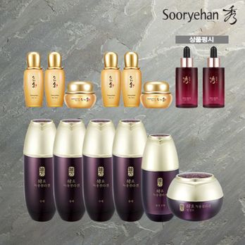 수려한 효 녹용콜라겐 기초(수액X2+유액X2+진액+활성고)+화윤 6종(스킨X2+에멀전X2+크림X2)+(상품평시)콜라겐앰플X2