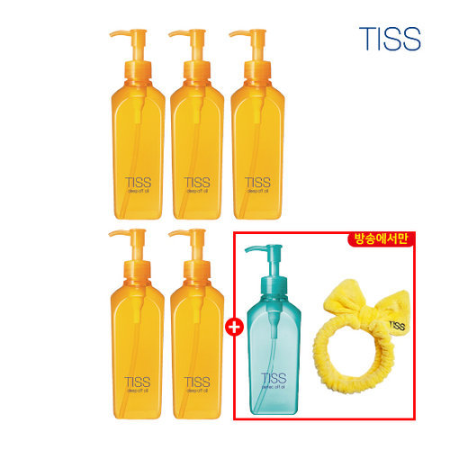 [시세이도 티스] [믿쓰진](단독패키지)티스 딥오프 클렌징오일 세트(노란티스 280ml 5개 + 파란티스 230ml 1개 + 세안 헤어 밴드)