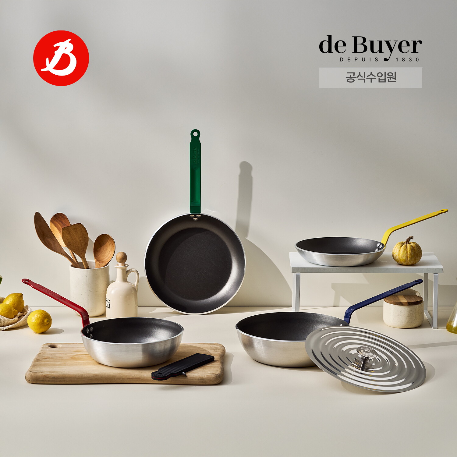 [28웍]쵸크 논스틱 IH 인덕션 28cm 웍 블루+ 핸들커버 1종 3