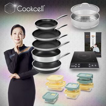 전인화의 블랙큐브 쿡셀 홀로그램 큐브팬 풀세트(22cm 프라이팬+28cm 프라이팬X2+28cm 소테팬+28cm 궁중팬+28cm 찜기+28cm 유리뚜껑+인덕션+밀폐용기16P+곱창김)