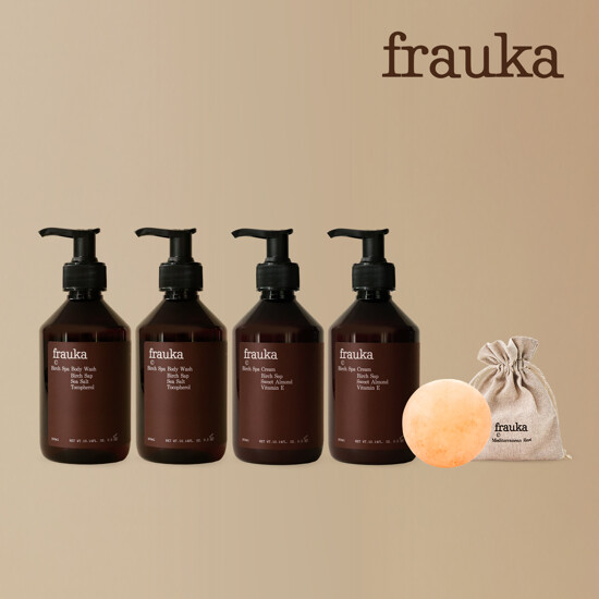 [프라우카] 버치 바디 패키지 (바디워시 300ml 2개+바디로션 300ml 2개+솔트 오스모 페블 1개 )