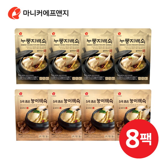 마니커 능이백숙 4팩+누룽지백숙 4팩, 총 8팩(7.6kg)
