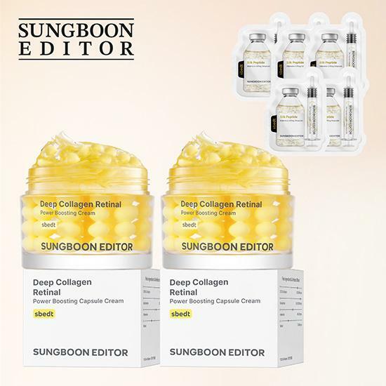 [삼성카드5%할인][성분에디터] 딥 콜라겐 레티날 파워 부스팅 크림 50ml*2+녹는실 앰플 여행용 5매